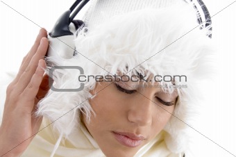 youth girl listening to music with headphones
