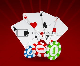 Vector illustration of cards and chips  