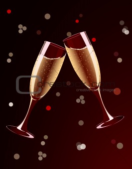 Vector illustration of champagne glasses splashing