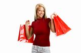 smiling woman with shopping bags