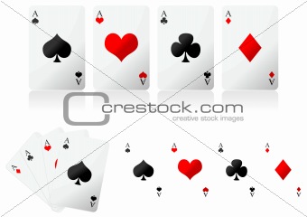 Playing cards over white
