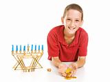 Hanukkah Boy Holding Gelt