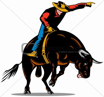 Cowboy bull ridng