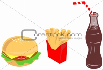 Burger, fries and drink