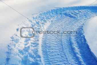 snowmobile track on snow