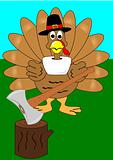 Turkey with axe and stump vector