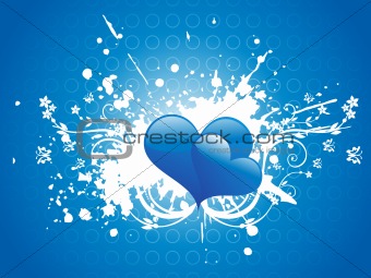 two romantic heart with floral elements, wallpaper