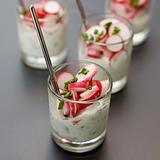 cups of radish with tzatziki and herbs