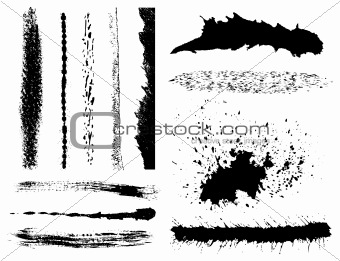Set of grunge ink brush strokes