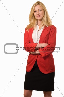 Woman in red business sut