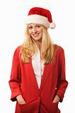 Blond woman with Santa hat