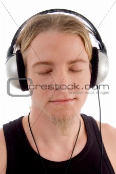 handsome man listening to music 