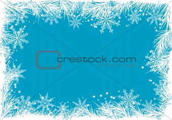 Winter background with a fir tree, vector