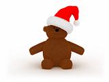 toy bear in Santa`s hat