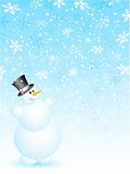 Snowman on snowy background