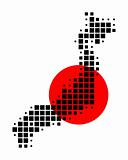 Map and flag of Japan