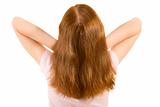 Gorgeous natural red head - back view of child