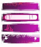 Set of vector pink grunge banners