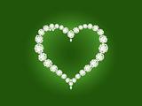 Vector diamond heart on green background