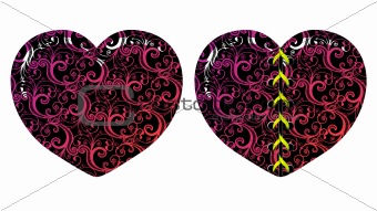 Vector floral hearts