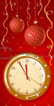 Vector greeting card with clock