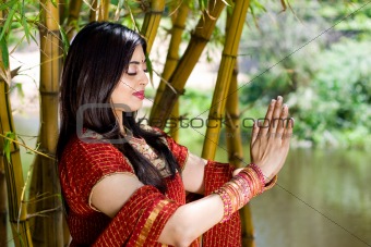 Indian woman praying