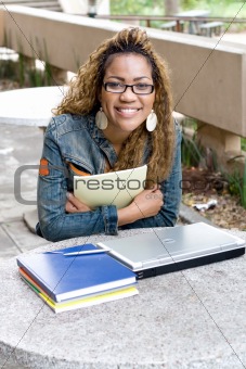 happy young female african american college student