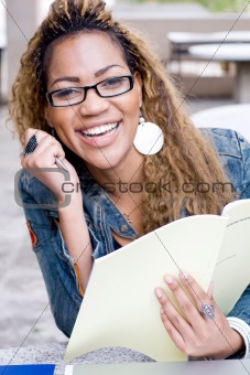 happy young female african american college student