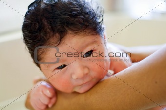 newborn baby first bath