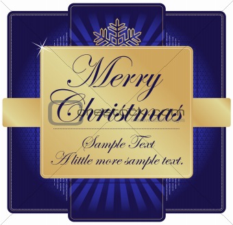 Ornate Blue and Gold Christmas Label with room for your own text.