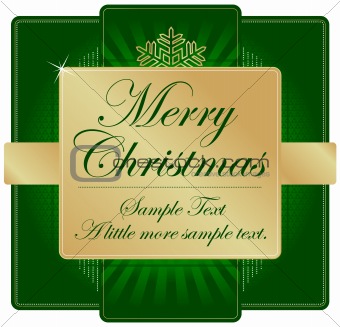 Ornate Green and Gold Christmas Label with room for your own text.