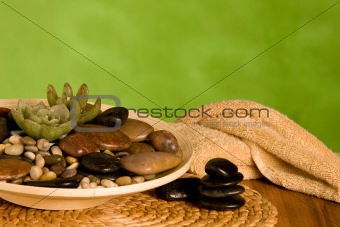 spa still life with pebbles