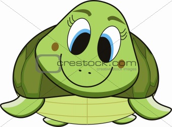 vector illustration cartoon of a green smile turtle