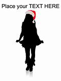standing woman with christmas hat