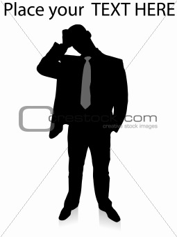 young confused businessman standing