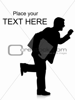running businessman with bag