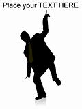 dancing businessman pointing upward