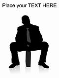 businessman sitting on briefcase