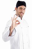 caucasian chef showing okay hand gesture
