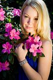 young blond woman with flowers