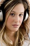 young woman enjoying music with headphones