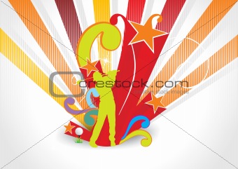 abstract artistic background with golf player