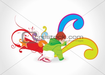 abstract background with playing kid, illustration