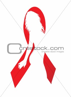 aids awareness red ribbon with silhouette