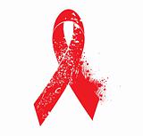 aids awareness symbol of grunge elements and red ribbon