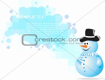 christmas background with snowman, vector illustration