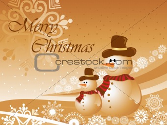 christmas background with two snowman, vector illustration