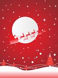 vector image of santa claus on sleigh at night