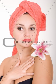 woman with towel
