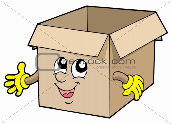 Open cute cardboard box